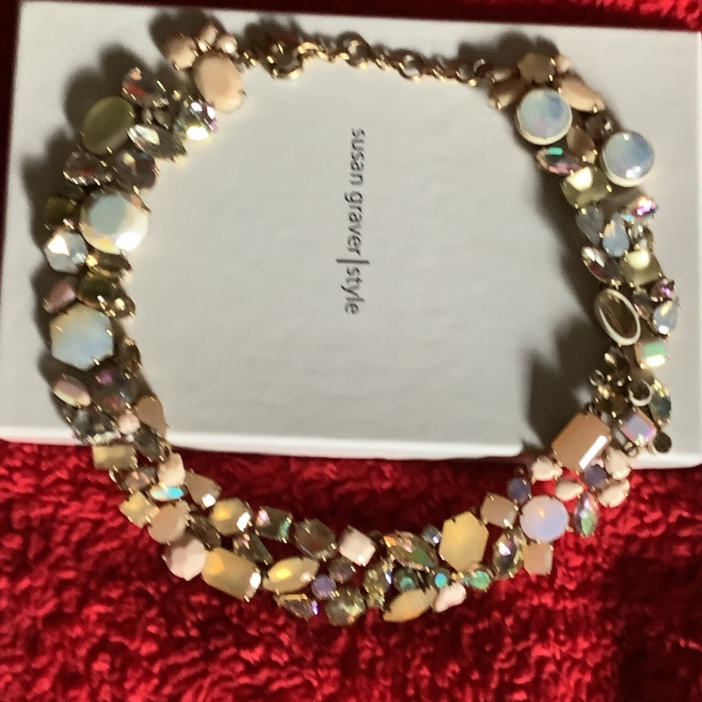 Susan Graver Pastel Multicolor Crystal Collar Necklace